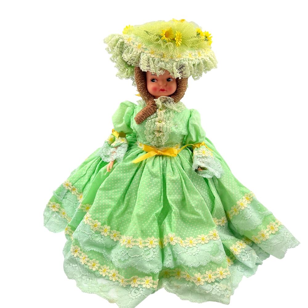 Vintage Handmade Southern Bell Daisy Lace Green GWTW Dress Collectors Doll‎